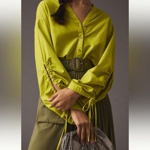 Pilcro Drawstring Poplin Blouse